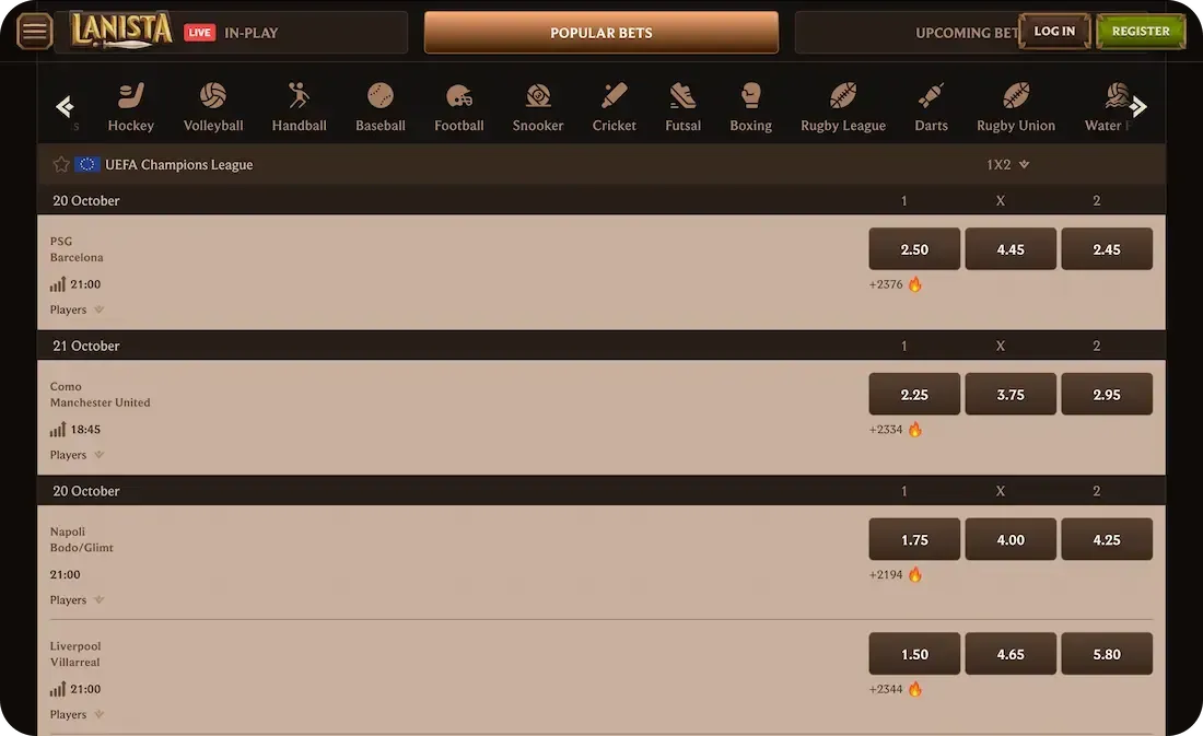 lanista casino sport
